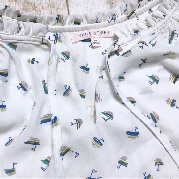 Your Story Stitchfix Sailboat Nautical Ruffle Tank - Picture 3 of 5